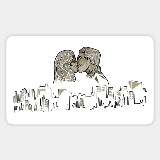 The Kiss Film Noir Comic Book Illustration Sticker by So Young So Good